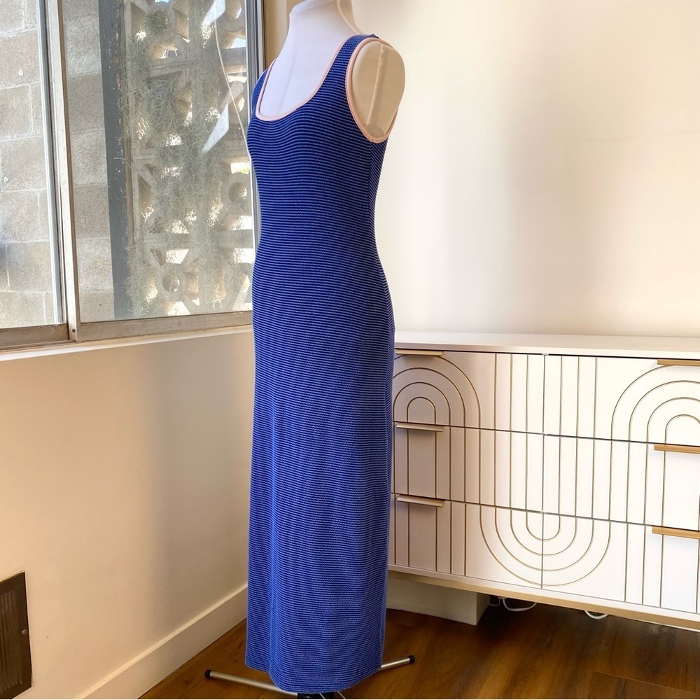 NEW nlt LA Rib Textured Tank Maxi Dress in Blue and Black, Size M - Picture 2 of 8